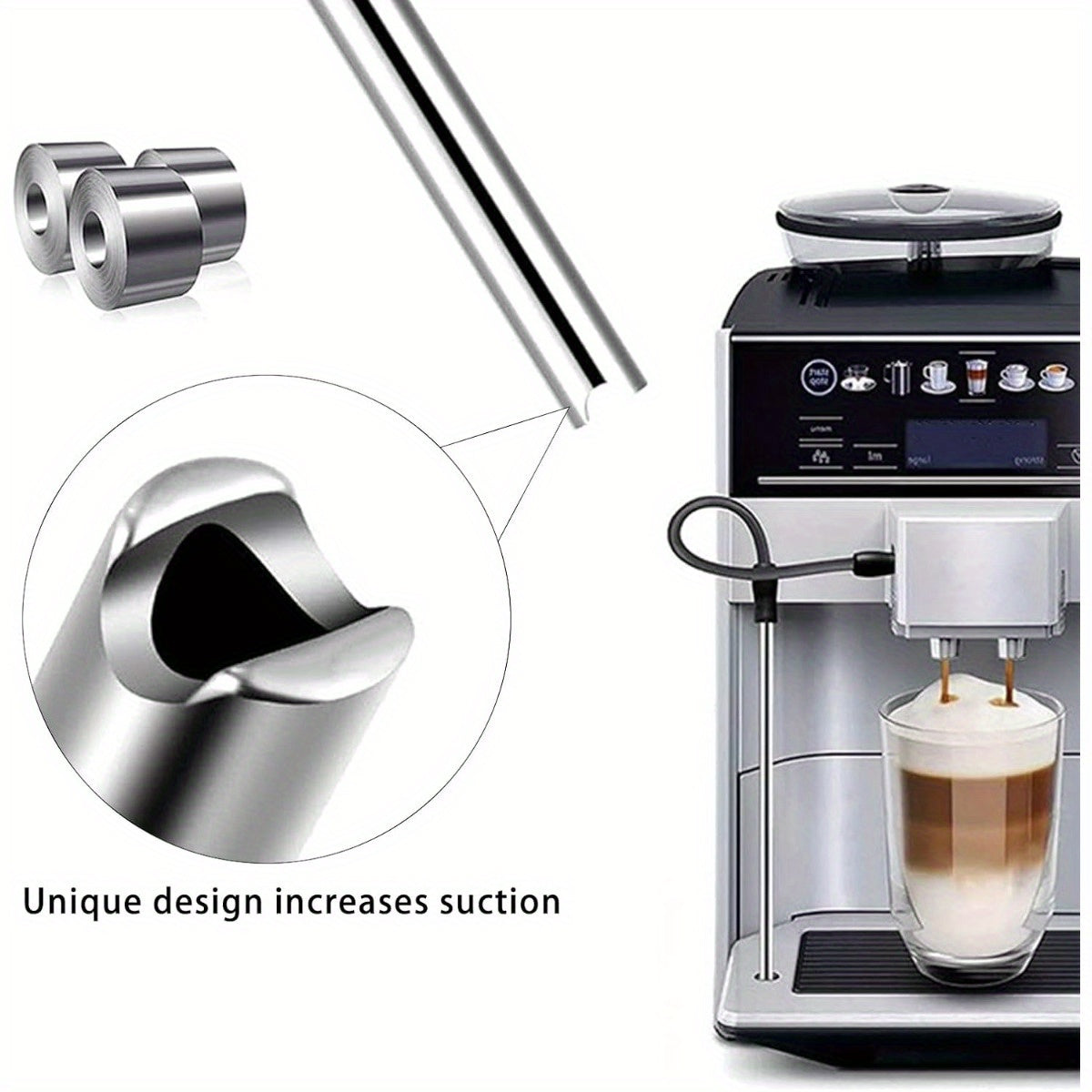 Stainless Steel Milk Hose Set for Fully Automatic Coffee Machines with Cleaning Brushes