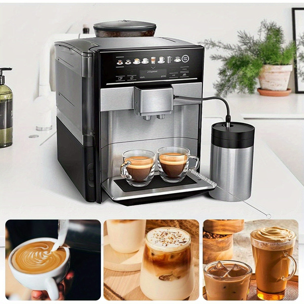 Stainless Steel Milk Hose Set for Fully Automatic Coffee Machines with Cleaning Brushes