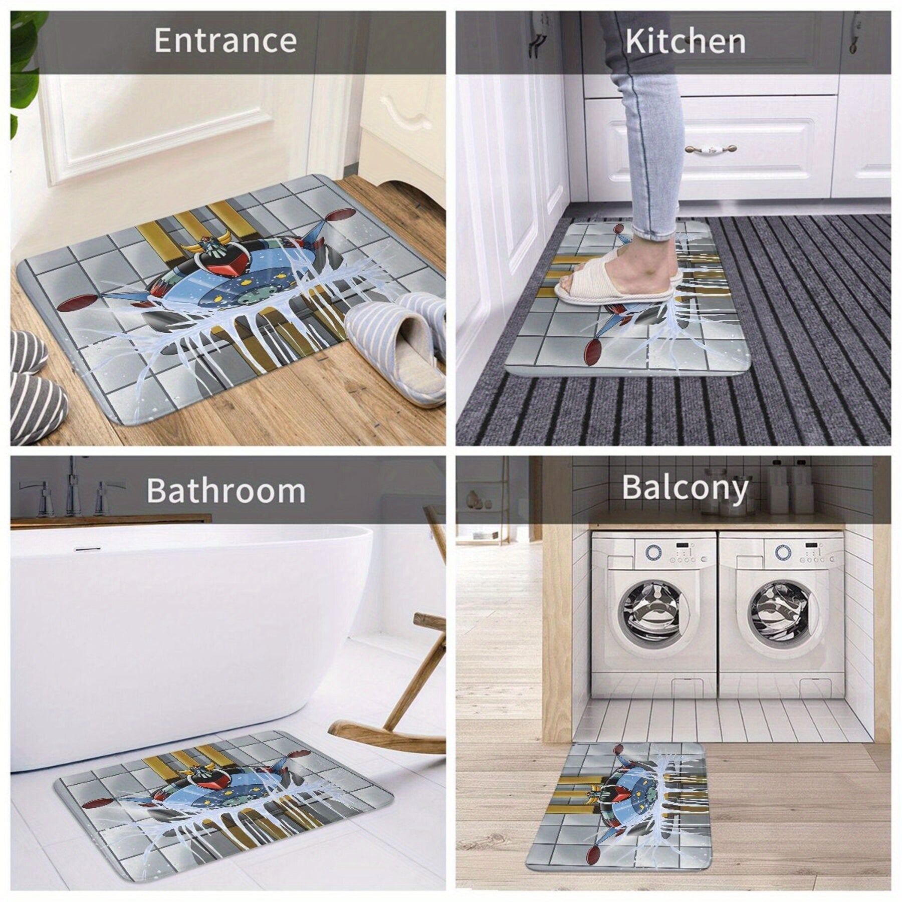 Non-Slip Bath Doormat Polyester Mat for Home Decor Bedroom Christmas 1 Piece