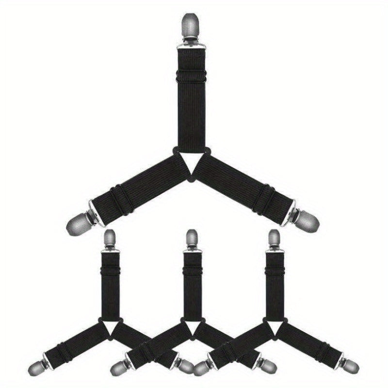 Set of 4 Bed Sheet Clips Triangle Fitted Sheet Holders Adjustable Corner Grippers