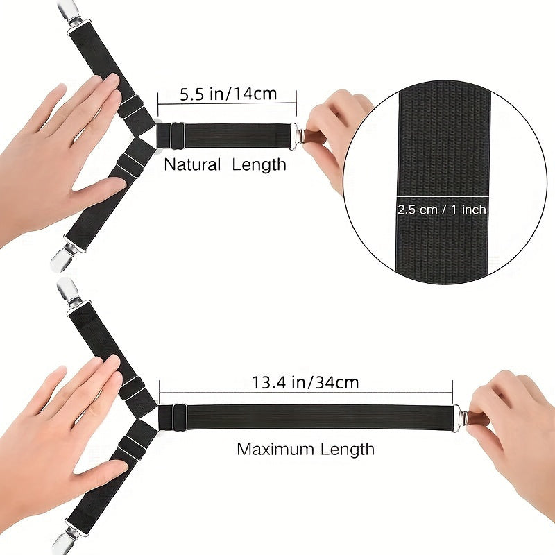 Set of 4 Bed Sheet Clips Triangle Fitted Sheet Holders Adjustable Corner Grippers