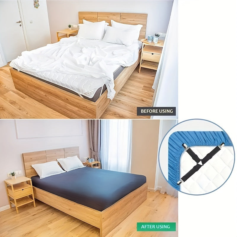 Set of 4 Bed Sheet Clips Triangle Fitted Sheet Holders Adjustable Corner Grippers