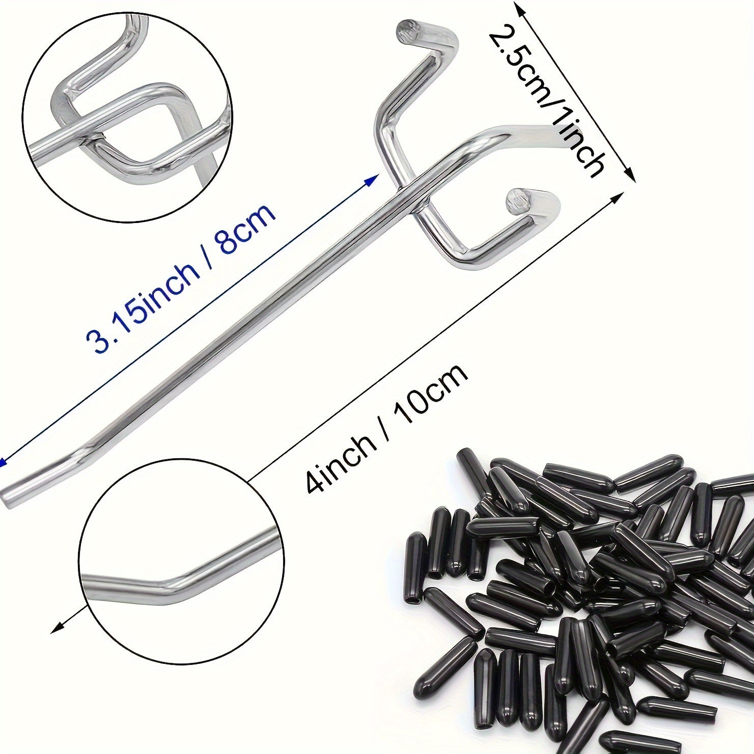 60 Sets Heavy Duty Stainless Steel Pegboard Hooks for Garage and Office Organization