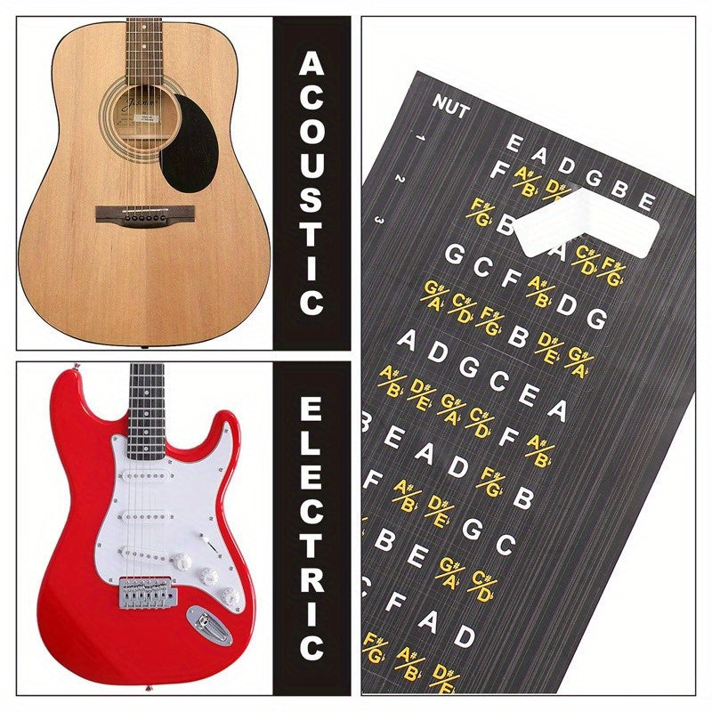 Guitar Fretboard Note Map Sticker Removable Vinyl for Acoustic Electric Guitars