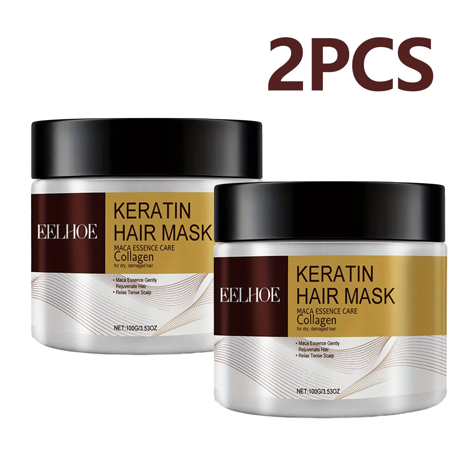2-Pack Keratin Hair Mask with Collagen and Coconut for Nourished Frizz-Free Hair 200g