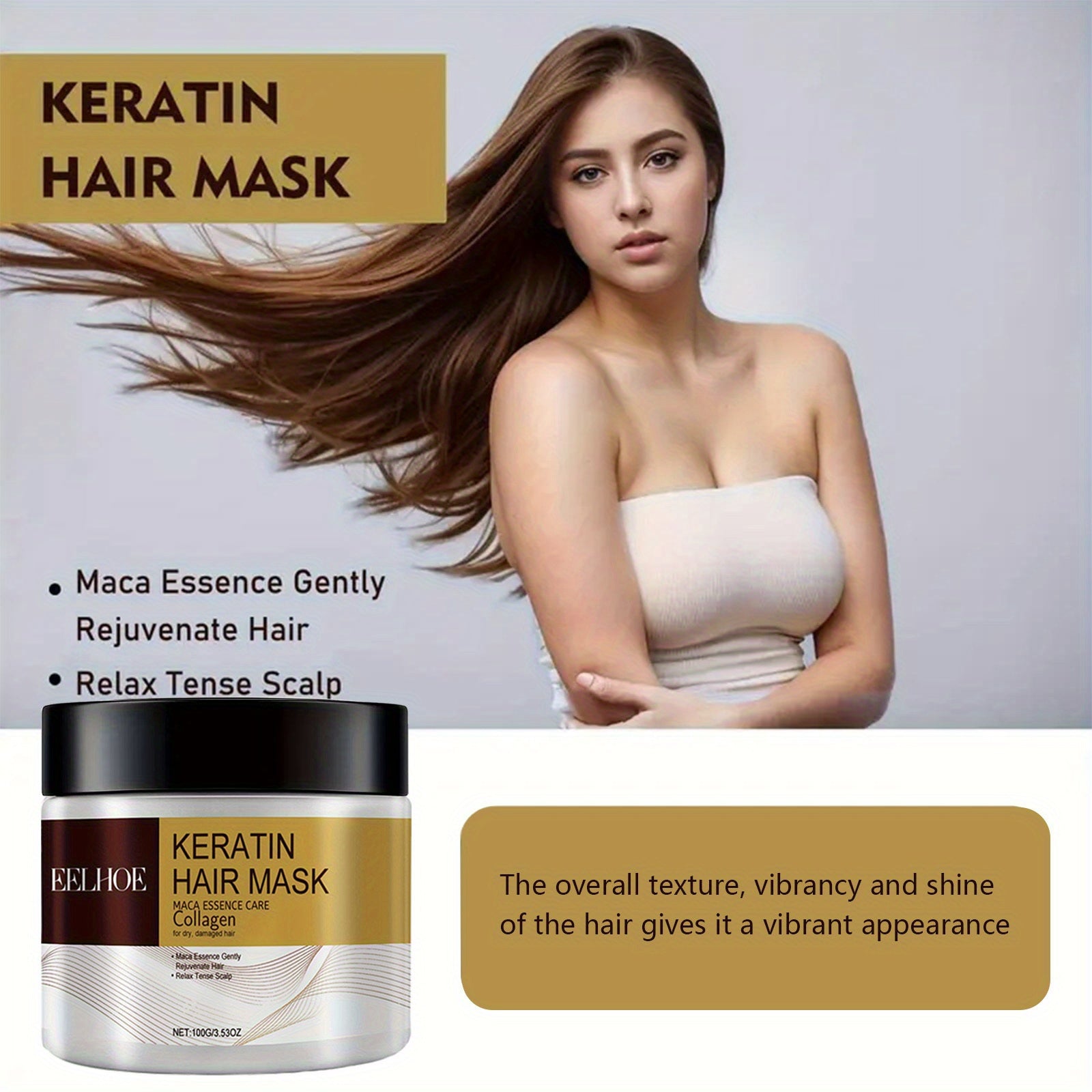 2-Pack Keratin Hair Mask with Collagen and Coconut for Nourished Frizz-Free Hair 200g