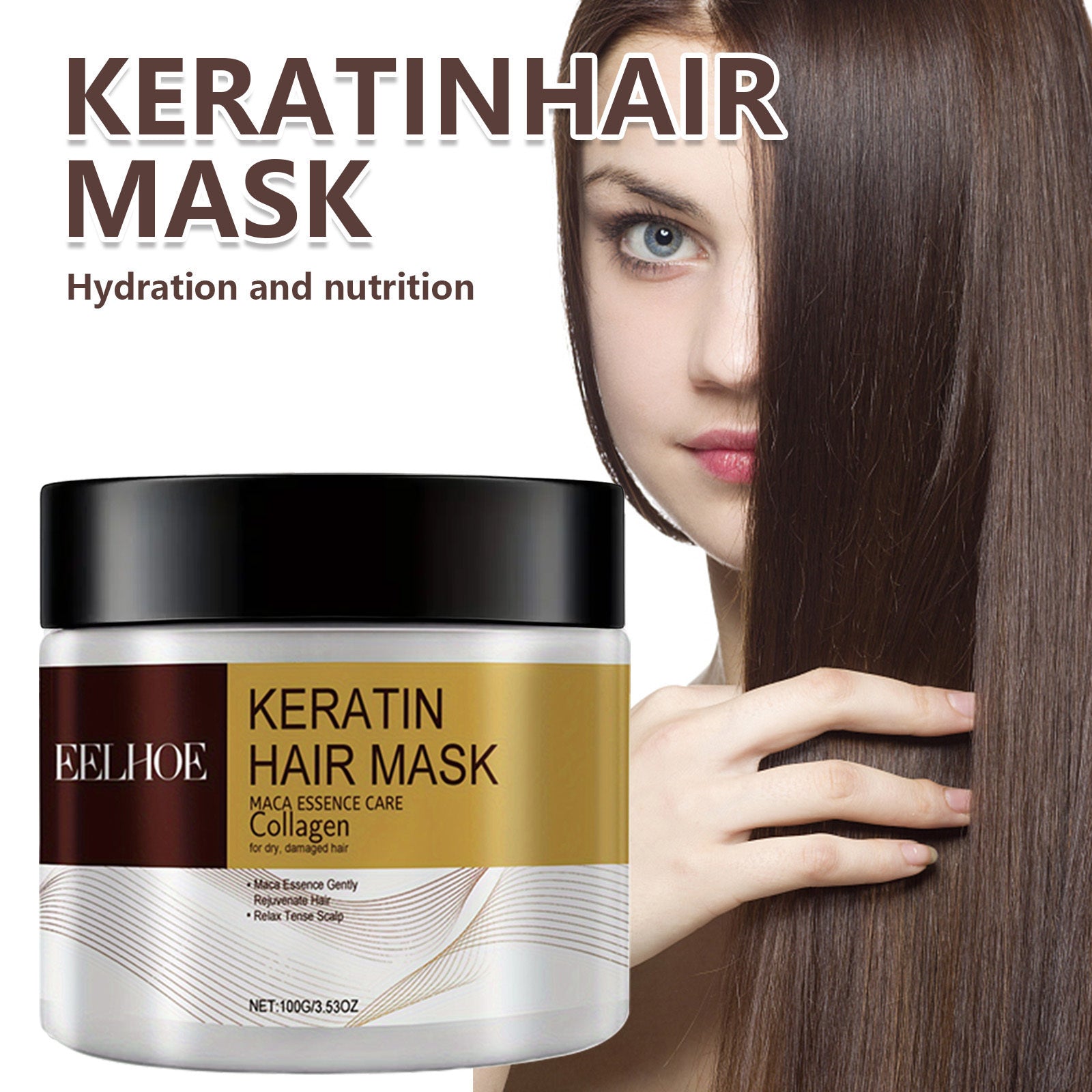 2-Pack Keratin Hair Mask with Collagen and Coconut for Nourished Frizz-Free Hair 200g