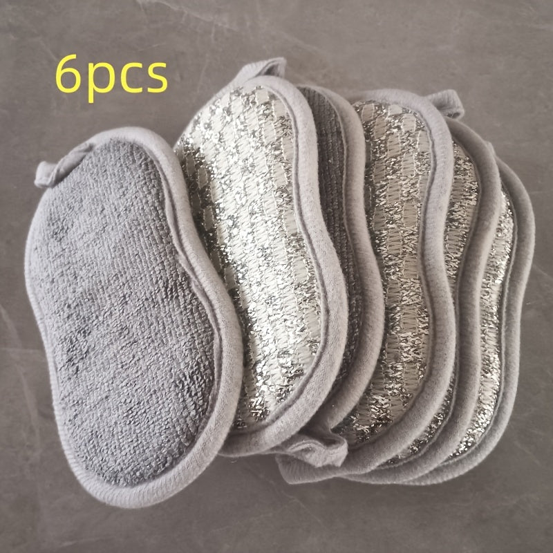 6 Pack Microfiber Sponges Heavy Duty Kitchen Bathroom Cleaning Reusable Machine Washable