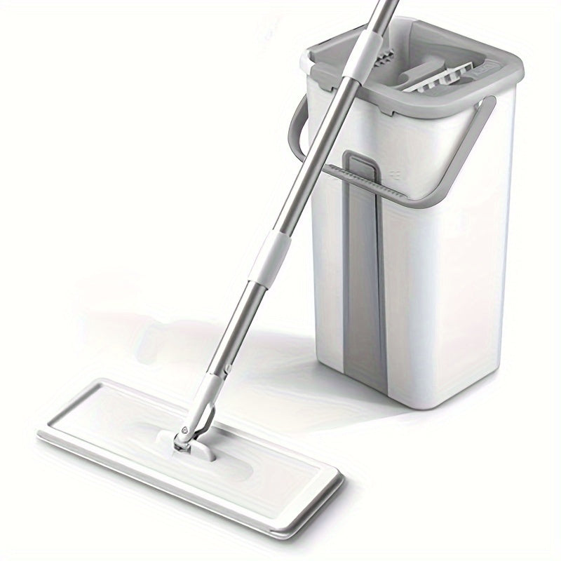 Microfiber Mop and Bucket Set for Wet and Dry Cleaning, Easy-Wring, Includes Dust Mop