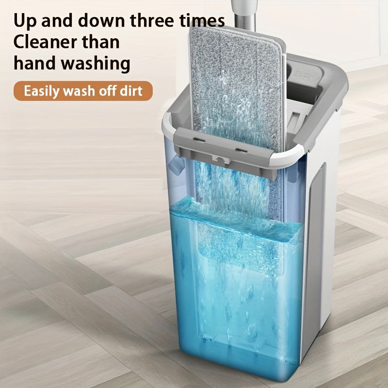 Microfiber Mop and Bucket Set for Wet and Dry Cleaning, Easy-Wring, Includes Dust Mop