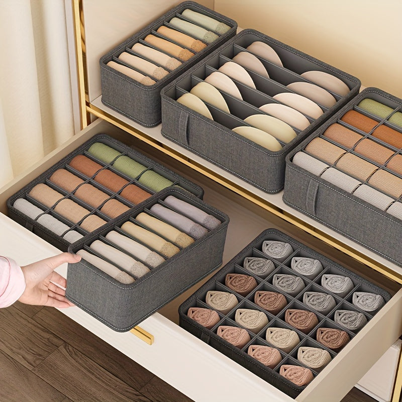 Organizador de cajones de plástico plegable con compartimentos para sujetadores, calcetines y ropa interior