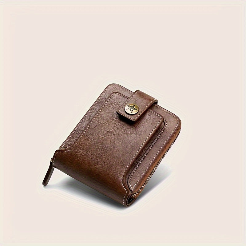 Мужской кошелек из искусственной кожи с деревом и светло-коричневым дизайном, для кредитных карт и монет