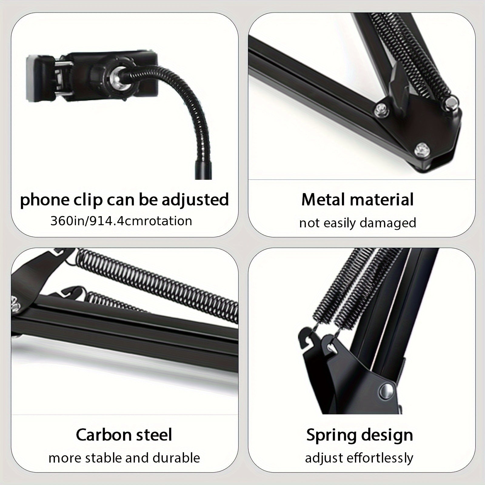 Dimmable LED Selfie Ring Light with Foldable Arm Phone Stand and Adjustable Tripod