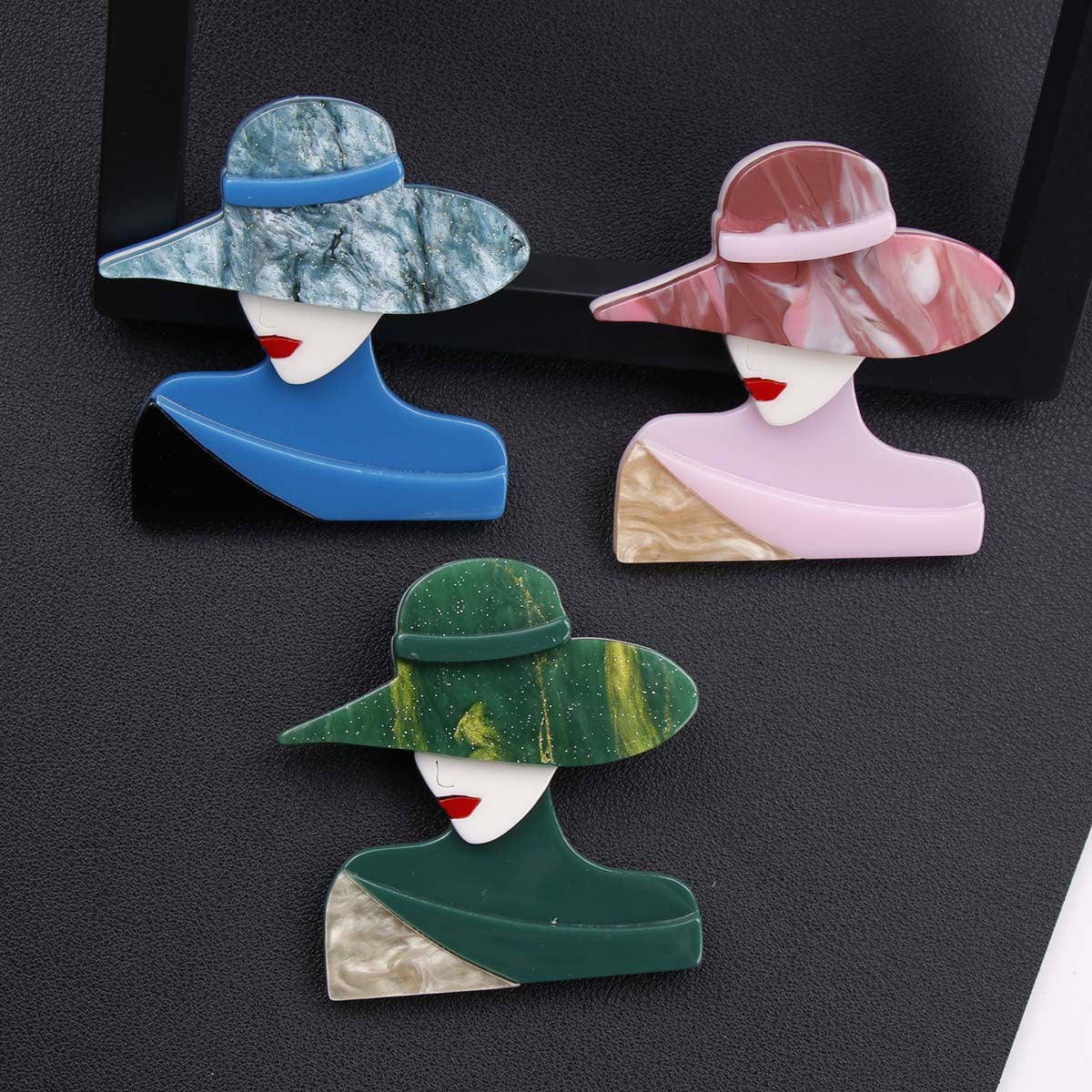 Vintage Cartoon Character Enamel Pin with Rhinestones and Acrylic Hat