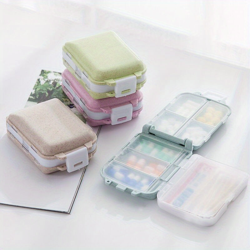 Foldable Small Medicine Box with 3 Layers, 8 Compartments, Compact Storage