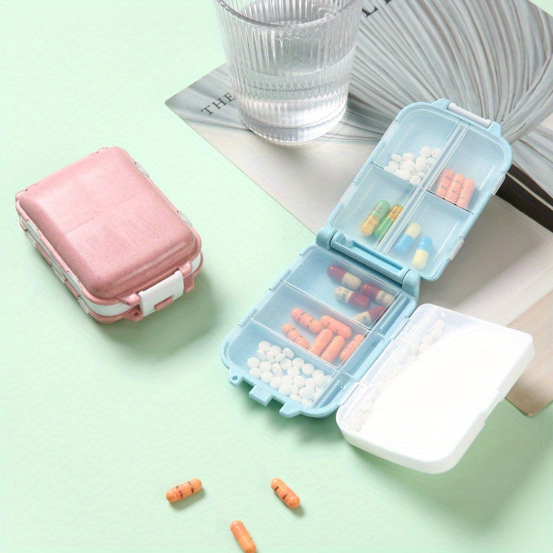 Foldable Small Medicine Box with 3 Layers, 8 Compartments, Compact Storage