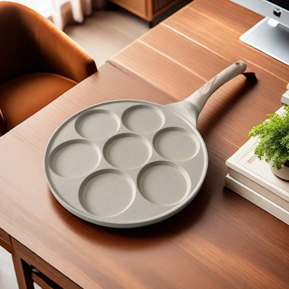 7-Slot Aluminum Non-Stick Skillet for Omelets Pancakes Kitchen Essential Durable