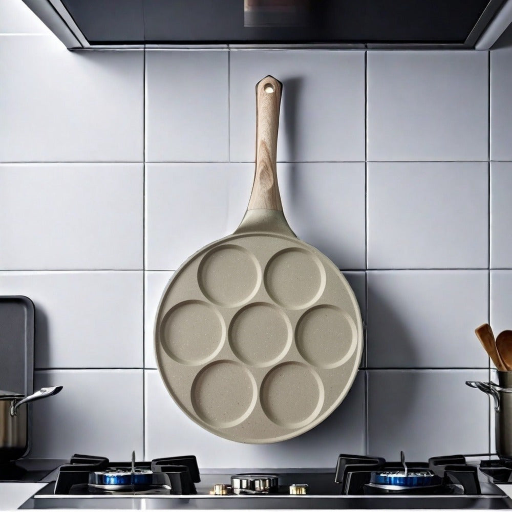 Sartén de aluminio de 7 ranuras antiadherente para omelettes, panqueques, utensilio de cocina duradero