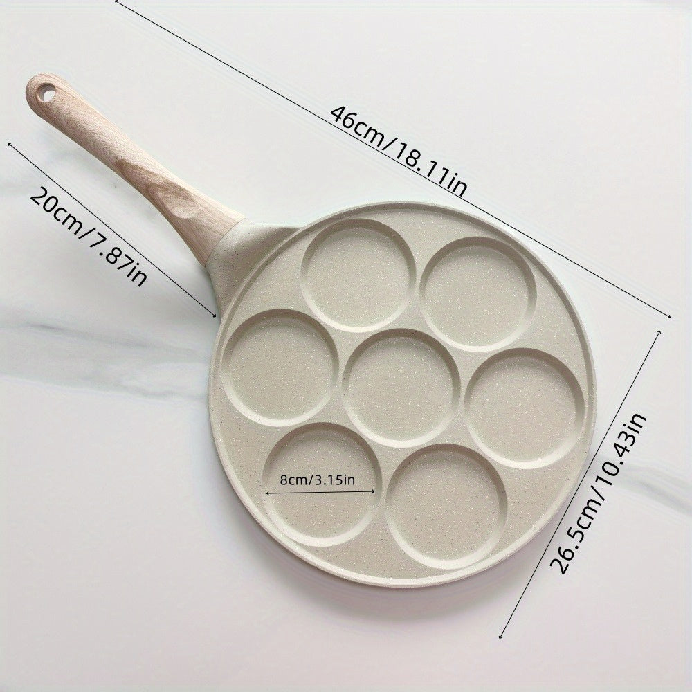 7-Slot Aluminum Non-Stick Skillet for Omelets Pancakes Kitchen Essential Durable