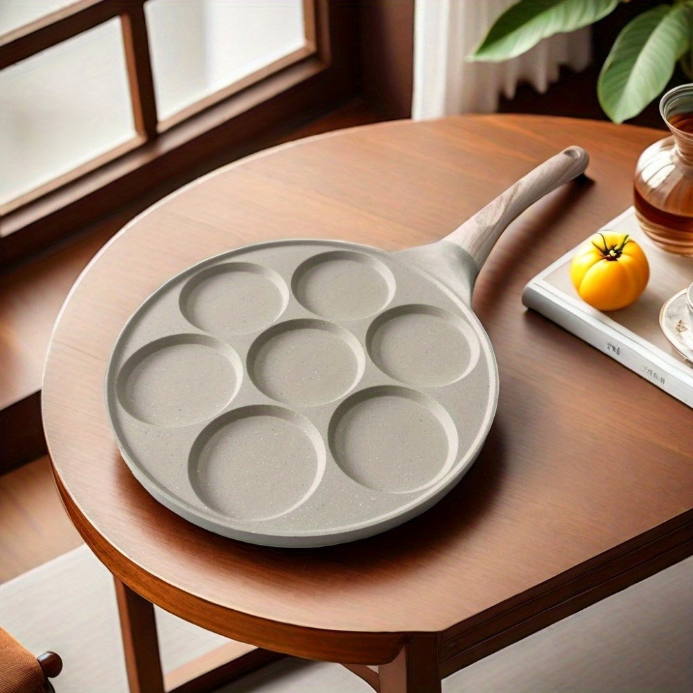 7-Slot Aluminum Non-Stick Skillet for Omelets Pancakes Kitchen Essential Durable