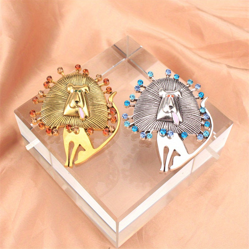 Rhinestone Lion Brooch Pin Sparkling Jewelry Accessory for Clothing Bags Hats