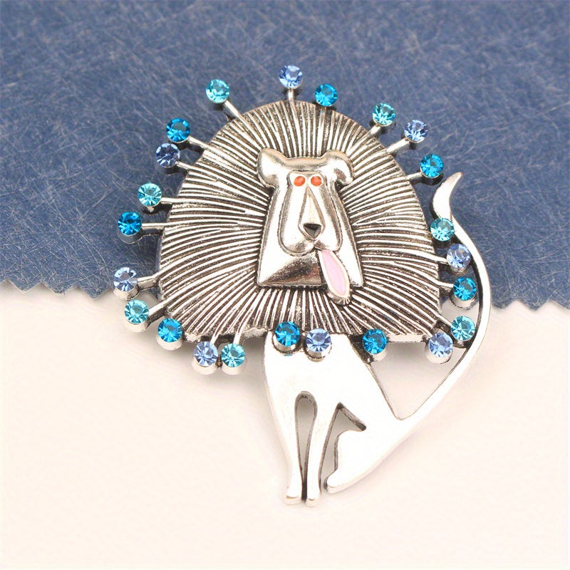 Rhinestone Lion Brooch Pin Sparkling Jewelry Accessory for Clothing Bags Hats