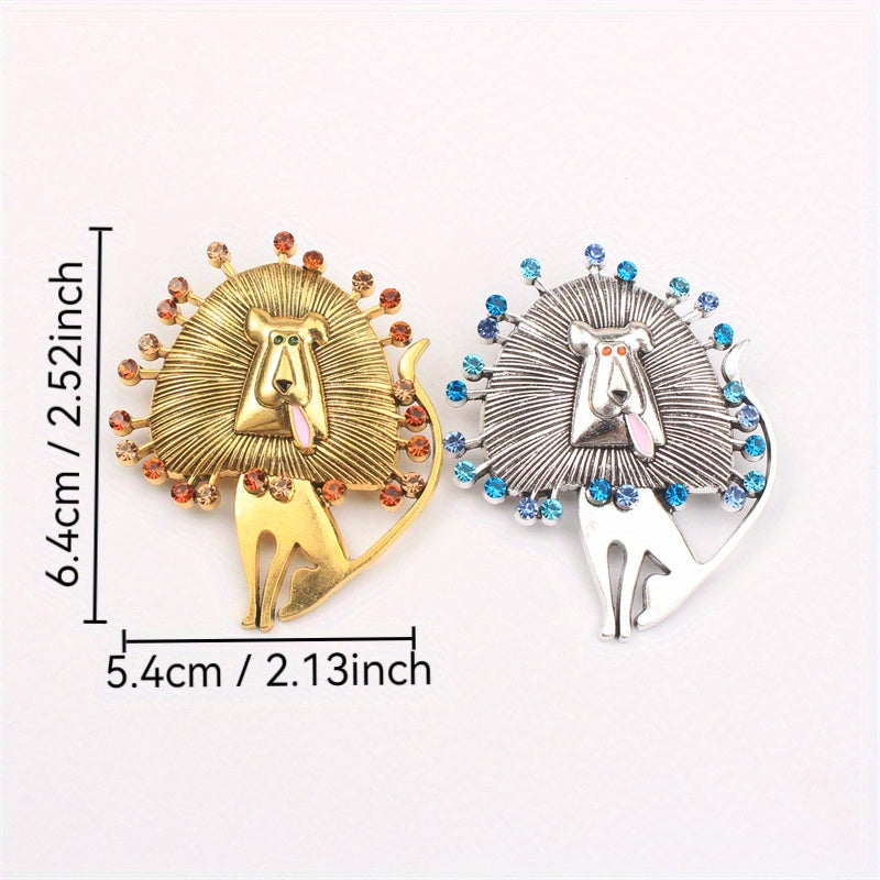 Rhinestone Lion Brooch Pin Sparkling Jewelry Accessory for Clothing Bags Hats