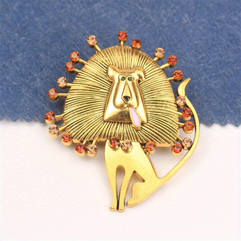 Rhinestone Lion Brooch Pin Sparkling Jewelry Accessory for Clothing Bags Hats