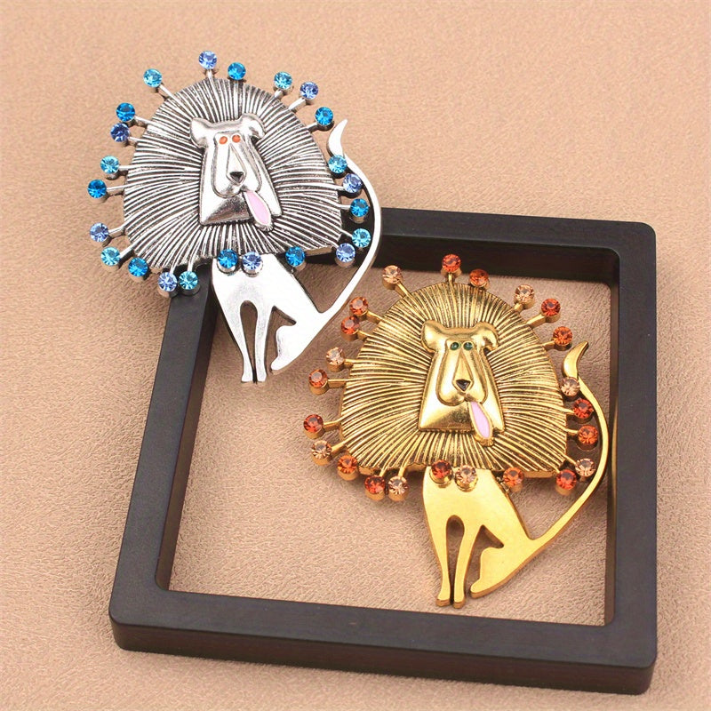 Rhinestone Lion Brooch Pin Sparkling Jewelry Accessory for Clothing Bags Hats