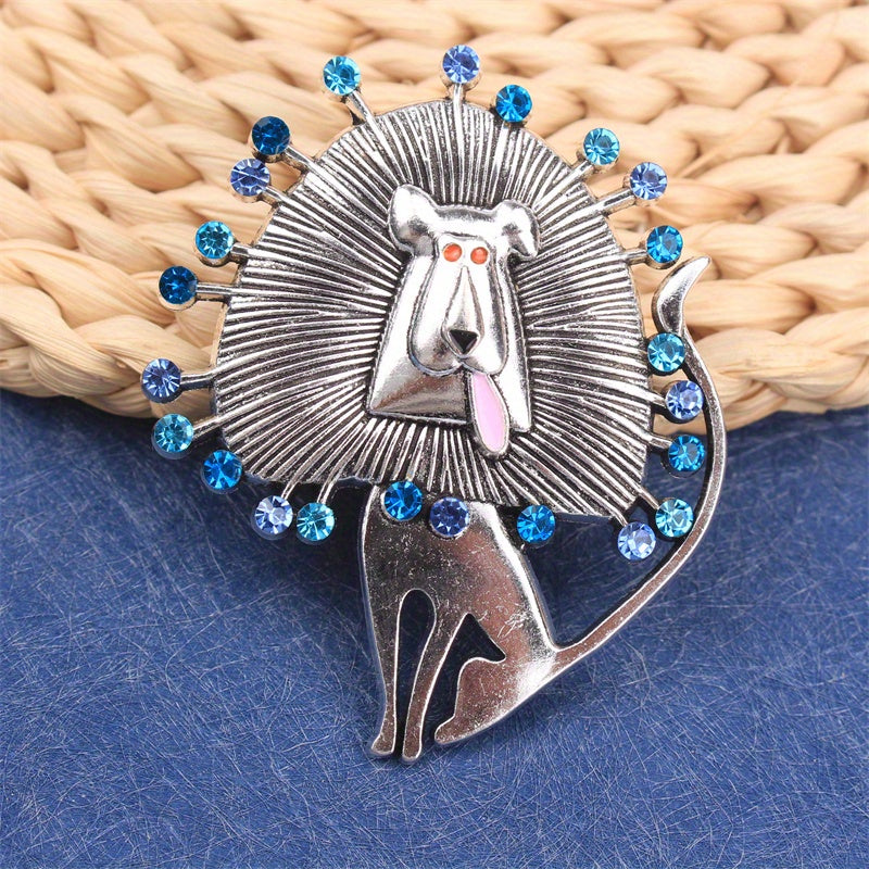 Rhinestone Lion Brooch Pin Sparkling Jewelry Accessory for Clothing Bags Hats