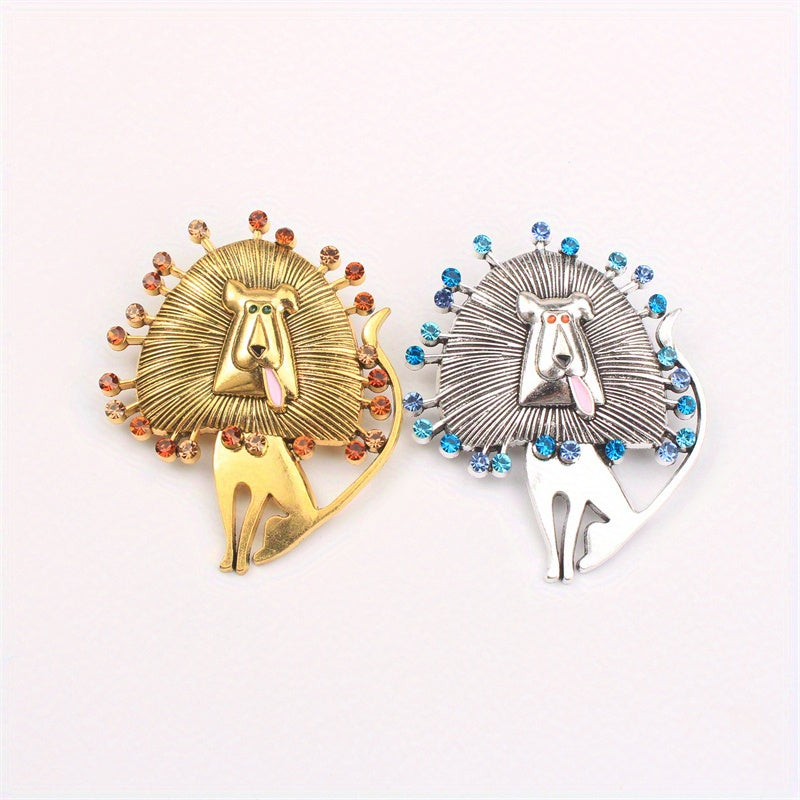 Rhinestone Lion Brooch Pin Sparkling Jewelry Accessory for Clothing Bags Hats