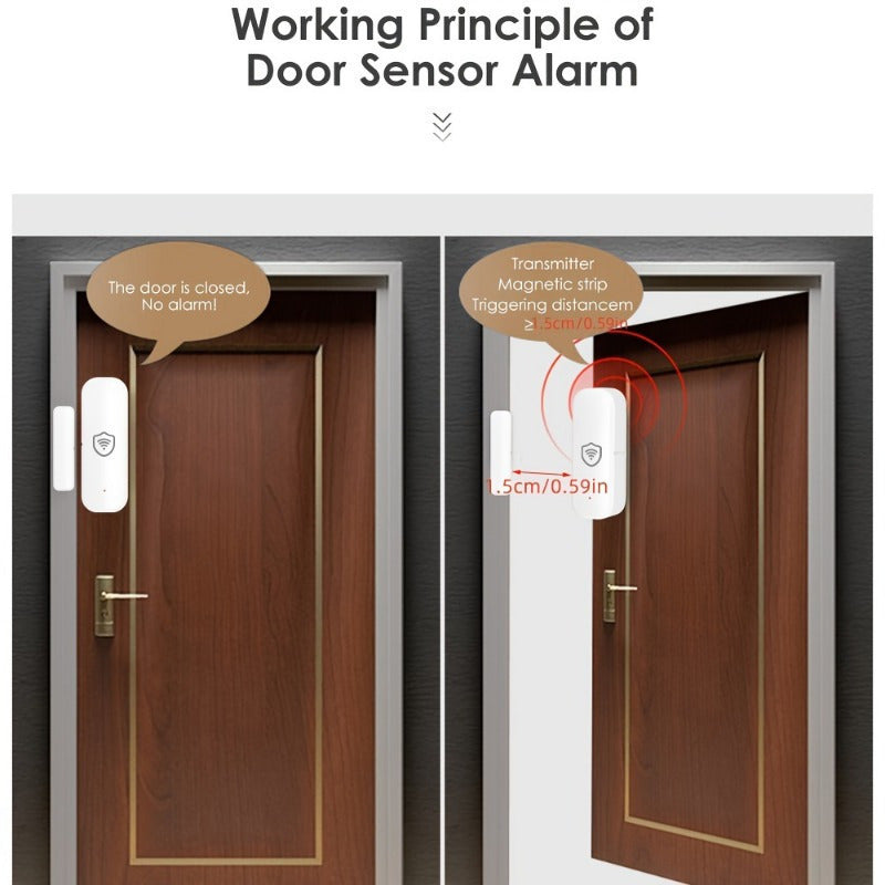 Wireless Magnetic Door Window Sensor with Alarm Voice Control App Remote Compatible with Alexa Google Assistant