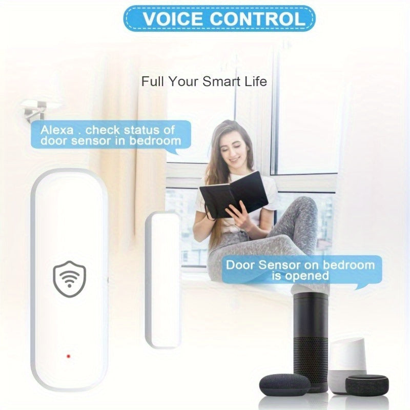 Wireless Magnetic Door Window Sensor with Alarm Voice Control App Remote Compatible with Alexa Google Assistant