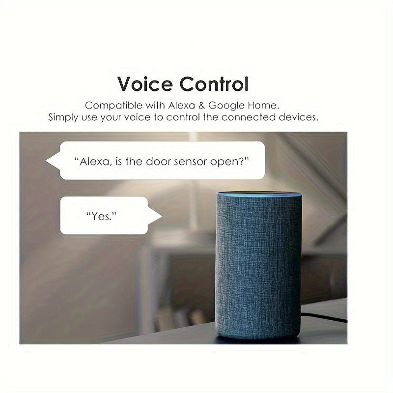 Wireless Magnetic Door Window Sensor with Alarm Voice Control App Remote Compatible with Alexa Google Assistant