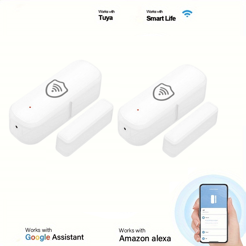 Wireless Magnetic Door Window Sensor with Alarm Voice Control App Remote Compatible with Alexa Google Assistant