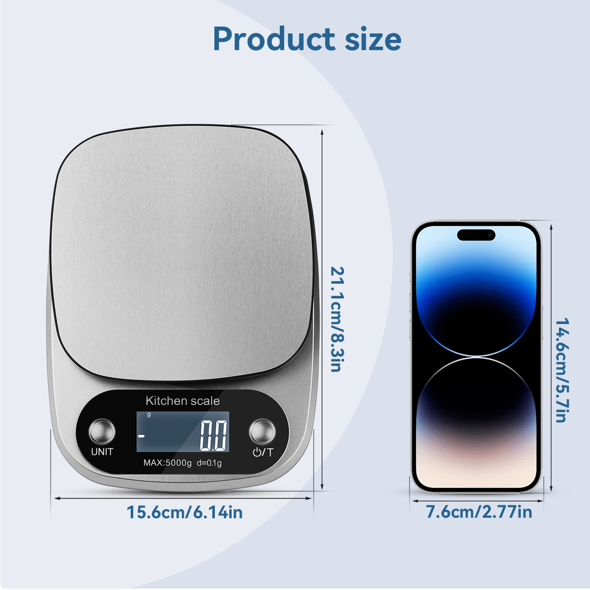 Высокоточная цифровая кухонные весы 5 кг/0,1 г с 9 единицами для выпечки, готовки, ювелирных изделий