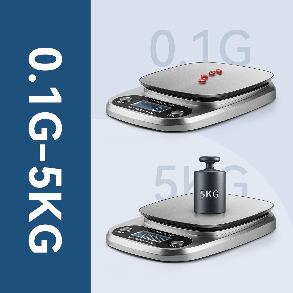 High Precision Digital Kitchen Scale 5kg/0.1g with 9 Units for Baking Cooking Jewelry