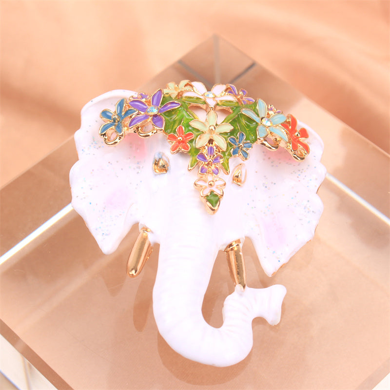 Retro Enamel Elephant Brooch Pin for Women Jewelry Travel Party Daily Wear