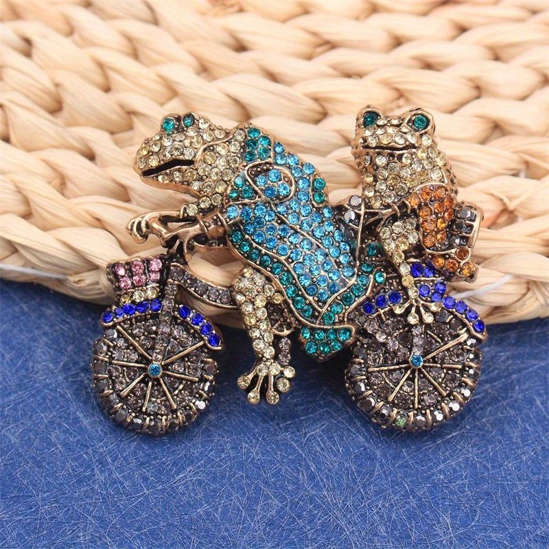 Rhinestone Frog Brooch Pin Irregular Shape Dazzling Jewelry for Women and Girls