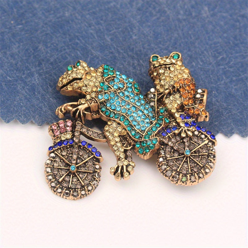 Rhinestone Frog Brooch Pin Irregular Shape Dazzling Jewelry for Women and Girls