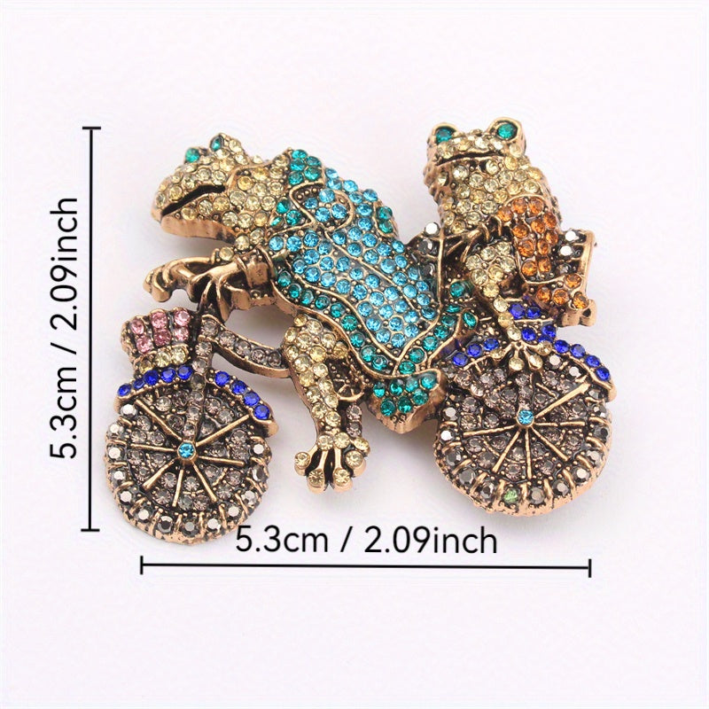 Rhinestone Frog Brooch Pin Irregular Shape Dazzling Jewelry for Women and Girls