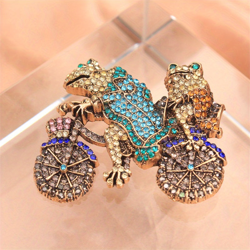 Rhinestone Frog Brooch Pin Irregular Shape Dazzling Jewelry for Women and Girls