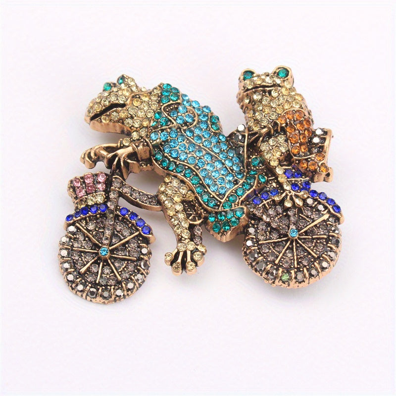 Rhinestone Frog Brooch Pin Irregular Shape Dazzling Jewelry for Women and Girls