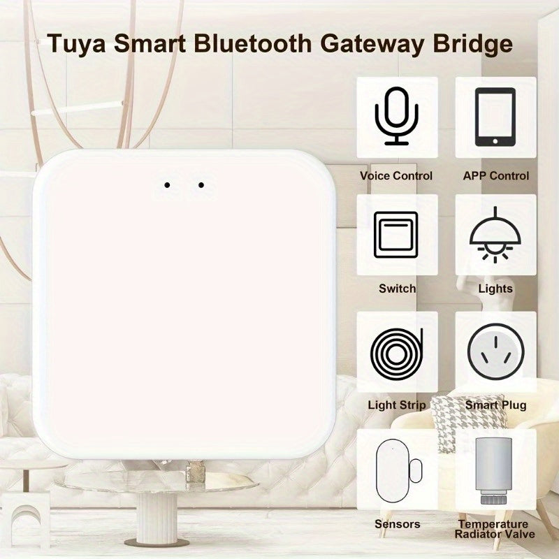 Шлюз Tuya 3.0 с Zigbee и BLE Mesh, питается от USB, напряжение 36В, беспроводное соединение, работает с Alexa и Google Assistant.