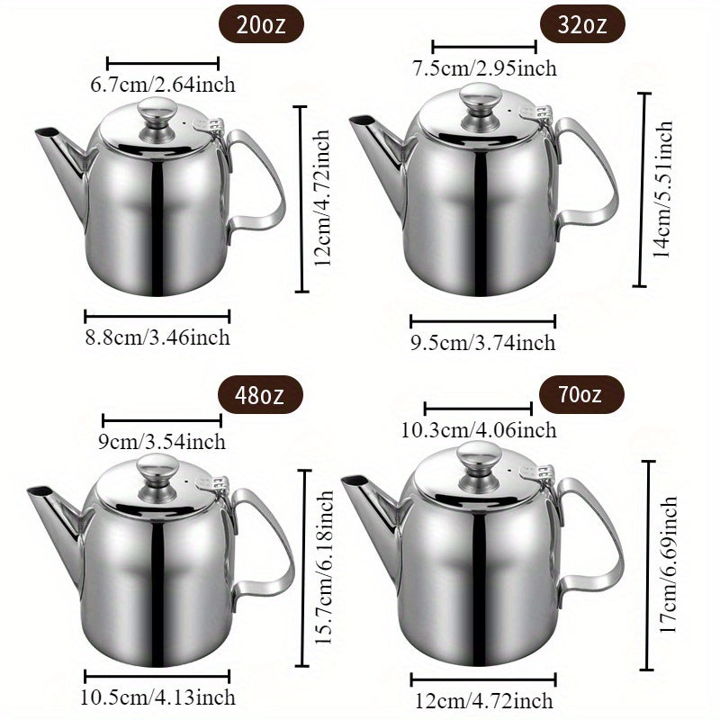 Stainless Steel Teapot Set 4 Sizes 0.5L-2L Gas Stove Induction Use