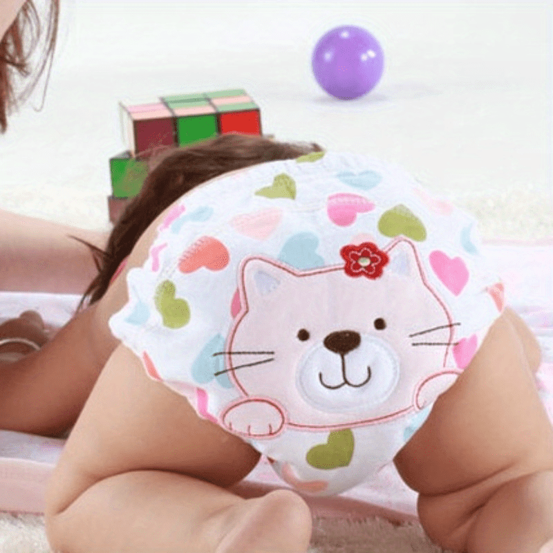 Juego de 3 pantalones de entrenamiento reutilizables para niños, pañales de tela para entrenamiento para ir al baño, blanco