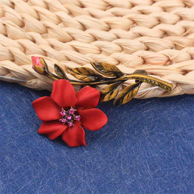 Vintage Rhinestone Floral Brooch for Dresses Sweaters and Shawls