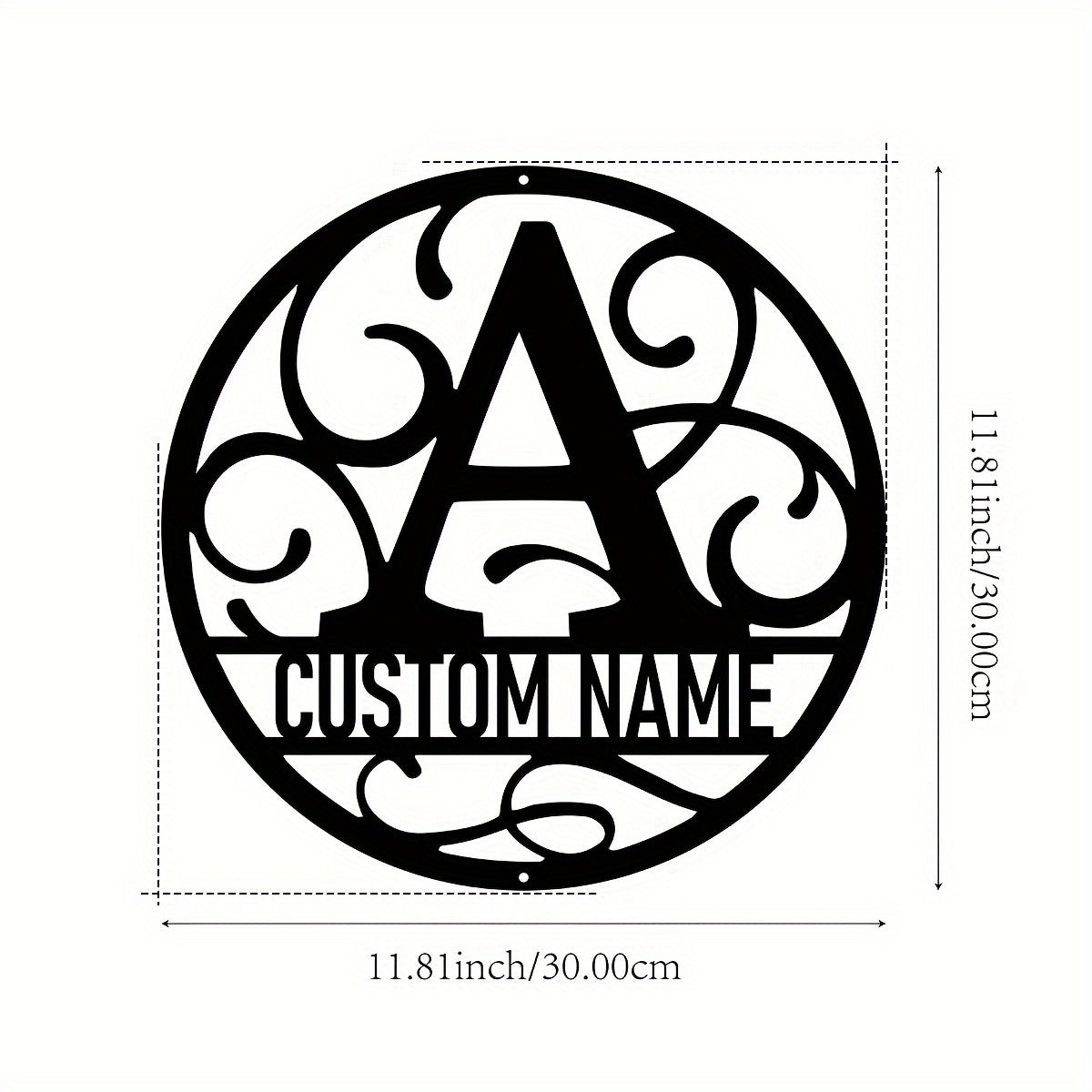 Shaxsiylashtirilgan Ismli Maxsus Metall Devor San'ati - Qishloq Uyi Dekoratsiyasi uchun Yashash Xonasi yoki Ofisda Dumaloq Monogram Belgisi. O'ziga Xos Metall Plaketingizni Yarating.