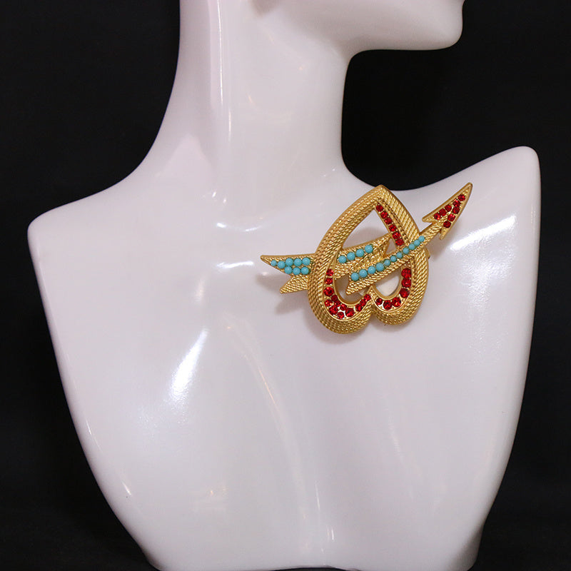 Enamel Brooch for Women Irregular Shape Rhinestones Statement Jewelry