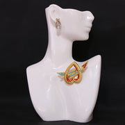 Enamel Brooch for Women Irregular Shape Rhinestones Statement Jewelry